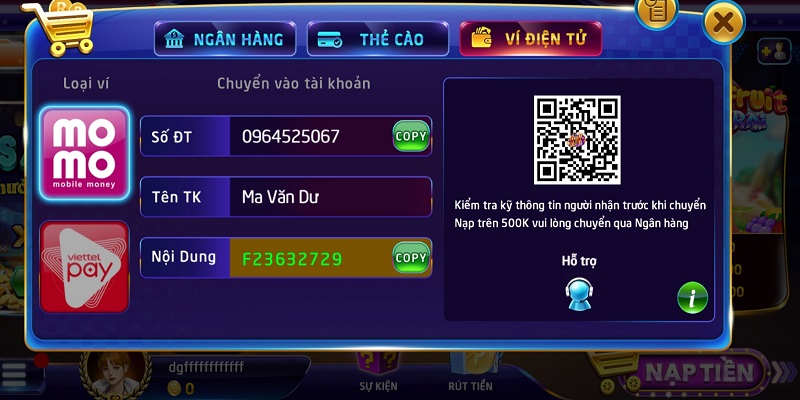 Nạp tiền Rikvip bằng ví điện tử