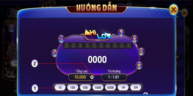 Các phím chức năng trong game Hilo Rikvip