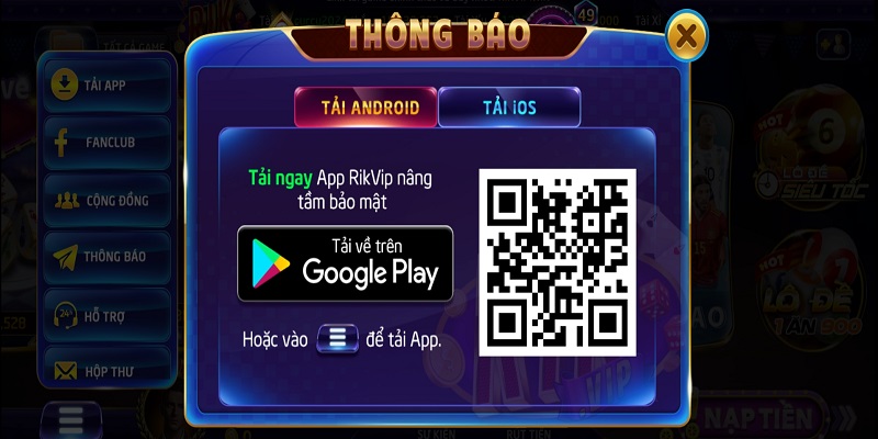 Tải app RIKVIP cho thiết bị Android